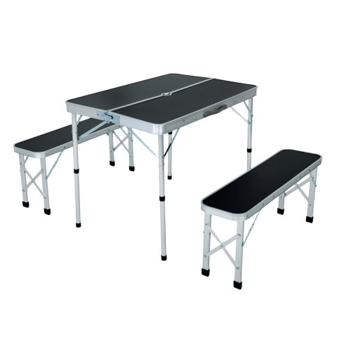 Zestaw turystyczny ROI stół + 2 ławki Czarny