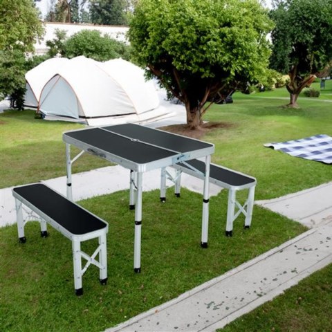 Zestaw turystyczny ROI stół + 2 ławki Czarny
