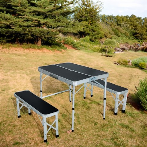 Zestaw turystyczny ROI stół + 2 ławki Czarny
