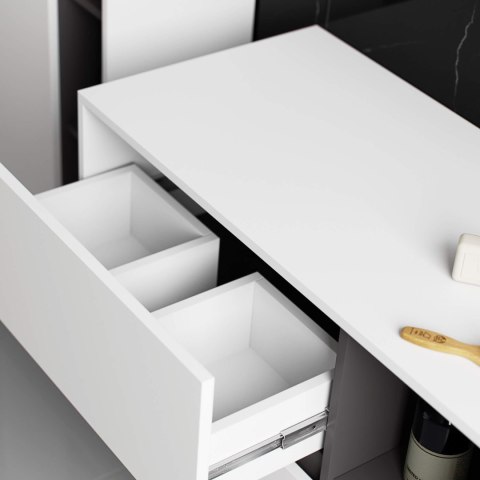 SZAFKA ŁAZIENKOWA POD UMYWALKĘ VAMI W90 2SZ 2P PK BIAŁA / GRAFIT SZARY