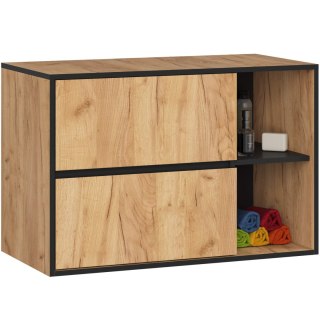 SZAFKA ŁAZIENKOWA POD UMYWALKĘ VAMI W90 2SZ 2P PK DĄB CRAFT / CZARNY