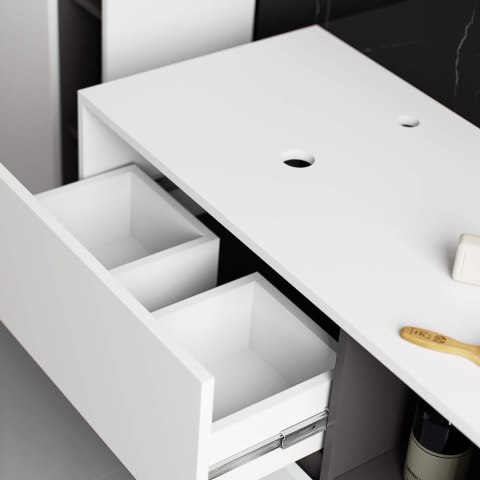 SZAFKA ŁAZIENKOWA POD UMYWALKĘ Z OTWORAMI VAMI W90 UM 2SZ 2P BIAŁA / GRAFIT SZARY