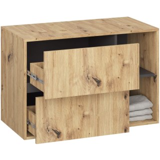 SZAFKA ŁAZIENKOWA POD UMYWALKĘ Z OTWORAMI VAMI W90 UM 2SZ 2P DĄB ARTISAN / GRAFIT SZARY