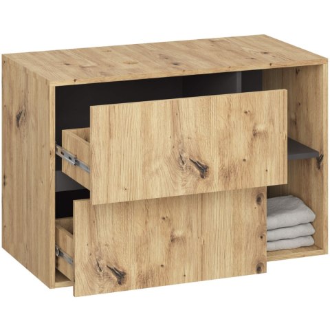 SZAFKA ŁAZIENKOWA POD UMYWALKĘ Z OTWORAMI VAMI W90 UM 2SZ 2P DĄB ARTISAN / GRAFIT SZARY