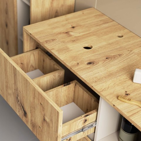 SZAFKA ŁAZIENKOWA POD UMYWALKĘ Z OTWORAMI VAMI W90 UM 2SZ 2P DĄB ARTISAN / KASZMIR