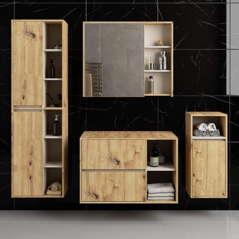 SZAFKA ŁAZIENKOWA POD UMYWALKĘ Z OTWORAMI VAMI W90 UM 2SZ 2P DĄB ARTISAN / KASZMIR