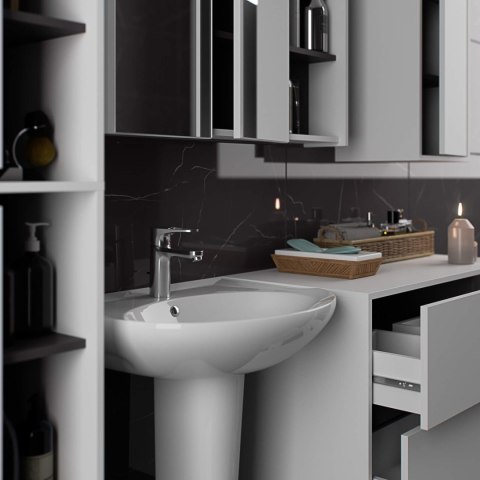 SZAFKA ŁAZIENKOWA WISZĄCA VAMI W50 2D 6P BIAŁA / GRAFIT SZARY