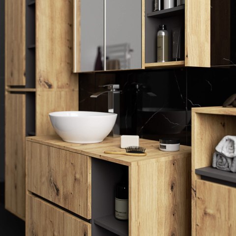 SZAFKA ŁAZIENKOWA WISZĄCA VAMI W50 2D 6P DĄB ARTISAN / GRAFIT SZARY