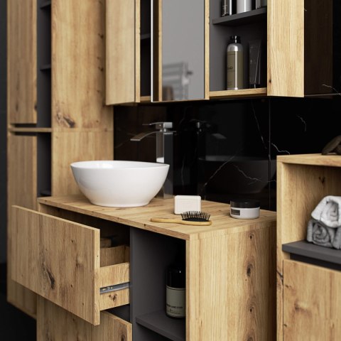 SZAFKA ŁAZIENKOWA WISZĄCA VAMI W50 2D 6P DĄB ARTISAN / GRAFIT SZARY