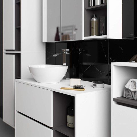 SZAFKA ŁAZIENKOWA WISZĄCA VAMI W90 2D 3P LO BIAŁA / GRAFIT SZARY