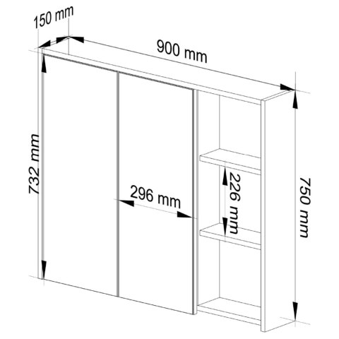 SZAFKA ŁAZIENKOWA WISZĄCA VAMI W90 2D 3P LO DĄB ARTISAN / KASZMIR