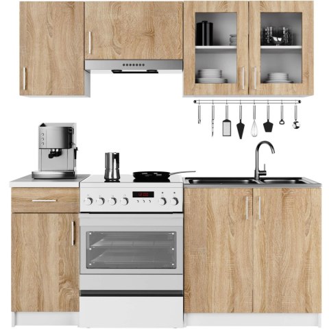 ZESTAW KUCHENNY LIMA Z WITRYNĄ 1.8M BIAŁY / DĄB SONOMA