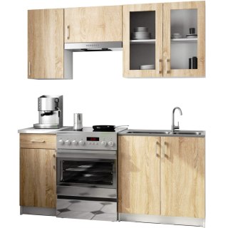 ZESTAW KUCHENNY LIMA Z WITRYNĄ 1.8M H720 BIAŁY / DĄB SONOMA