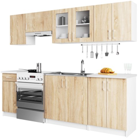 ZESTAW KUCHENNY Z WITRYNĄ LIMA 2.4M BIAŁY / DĄB SONOMA