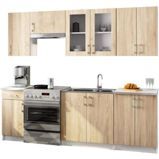ZESTAW KUCHENNY Z WITRYNĄ LIMA 2.4M H720 BIAŁY / DĄB SONOMA