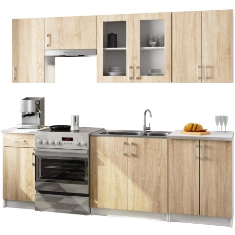 ZESTAW KUCHENNY Z WITRYNĄ LIMA 2.4M H720 BIAŁY / DĄB SONOMA