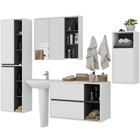 ZESTAW MEBLI ŁAZIENKOWYCH WISZĄCYCH VAMI BIAŁY / GRAFIT SZARY