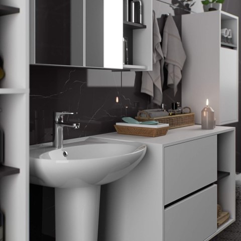 ZESTAW MEBLI ŁAZIENKOWYCH WISZĄCYCH VAMI BIAŁY / GRAFIT SZARY