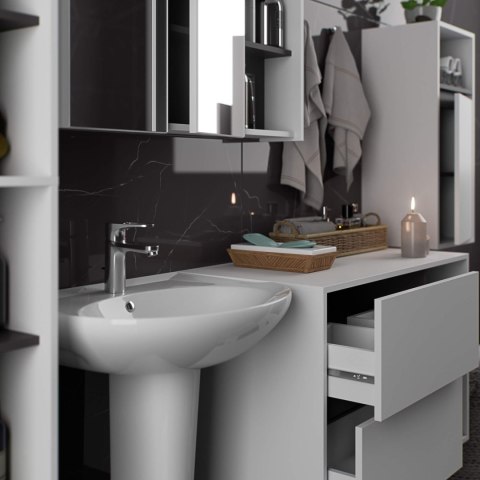 ZESTAW MEBLI ŁAZIENKOWYCH WISZĄCYCH VAMI BIAŁY / GRAFIT SZARY