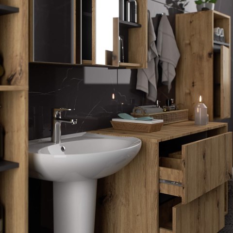 ZESTAW MEBLI ŁAZIENKOWYCH WISZĄCYCH VAMI DĄB ARTISAN / GRAFIT SZARY