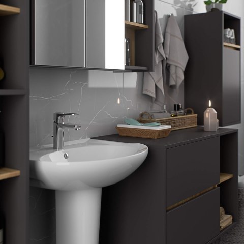 ZESTAW MEBLI ŁAZIENKOWYCH WISZĄCYCH VAMI GRAFIT SZARY / DĄB ARTISAN