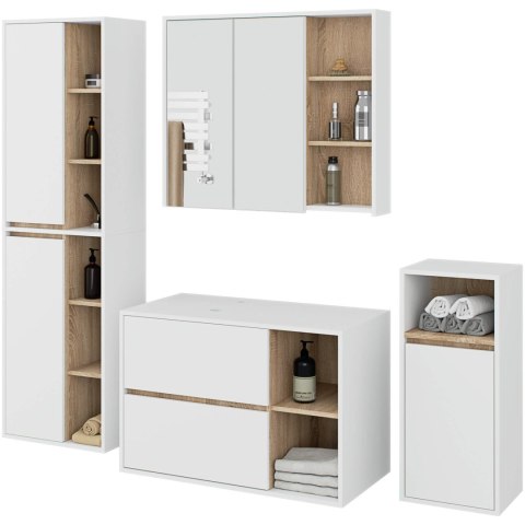 ZESTAW MEBLI ŁAZIENKOWYCH WISZĄCYCH Z OTWORAMI VAMI BIAŁY / DĄB SONOMA