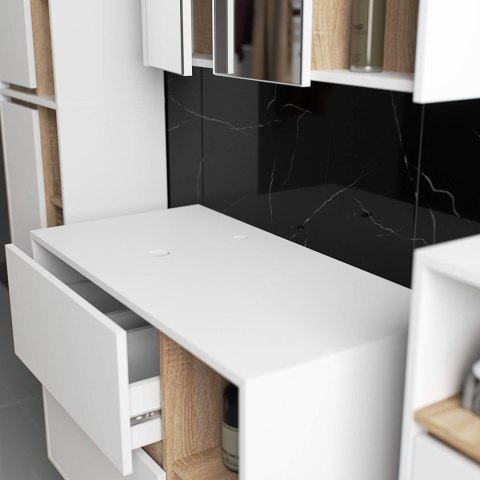 ZESTAW MEBLI ŁAZIENKOWYCH WISZĄCYCH Z OTWORAMI VAMI BIAŁY / DĄB SONOMA