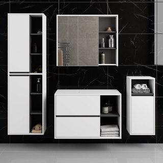 ZESTAW MEBLI ŁAZIENKOWYCH WISZĄCYCH Z OTWORAMI VAMI BIAŁY / GRAFIT SZARY