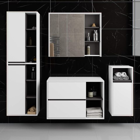 ZESTAW MEBLI ŁAZIENKOWYCH WISZĄCYCH Z OTWORAMI VAMI BIAŁY / GRAFIT SZARY