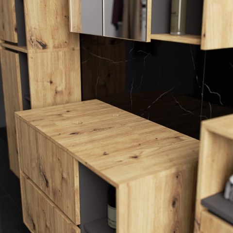 ZESTAW MEBLI ŁAZIENKOWYCH WISZĄCYCH Z OTWORAMI VAMI DĄB ARTISAN / GRAFIT SZARY