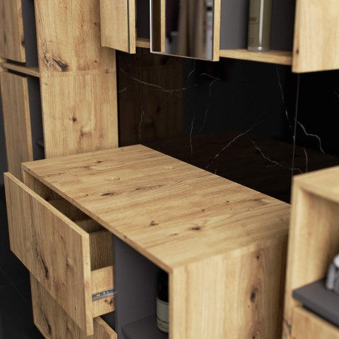 ZESTAW MEBLI ŁAZIENKOWYCH WISZĄCYCH Z OTWORAMI VAMI DĄB ARTISAN / GRAFIT SZARY