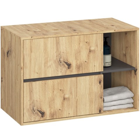 ZESTAW MEBLI ŁAZIENKOWYCH WISZĄCYCH Z OTWORAMI VAMI DĄB ARTISAN / GRAFIT SZARY