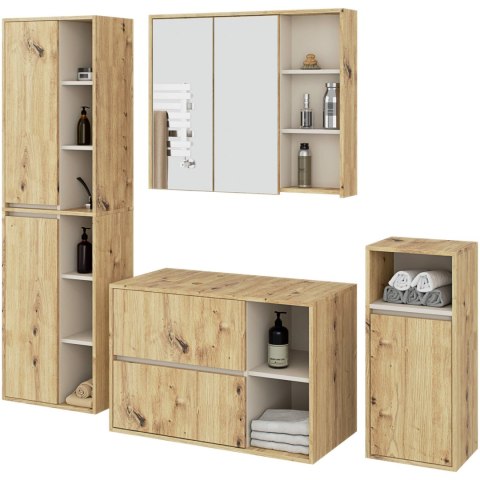 ZESTAW MEBLI ŁAZIENKOWYCH WISZĄCYCH Z OTWORAMI VAMI DĄB ARTISAN / KASZMIR