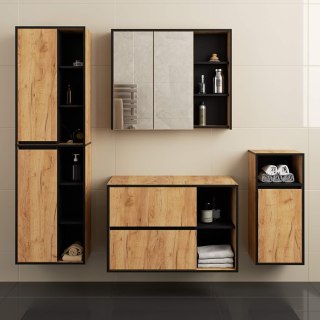 ZESTAW MEBLI ŁAZIENKOWYCH WISZĄCYCH Z OTWORAMI VAMI DĄB CRAFT / CZARNY