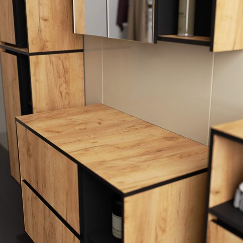 ZESTAW MEBLI ŁAZIENKOWYCH WISZĄCYCH Z OTWORAMI VAMI DĄB CRAFT / CZARNY