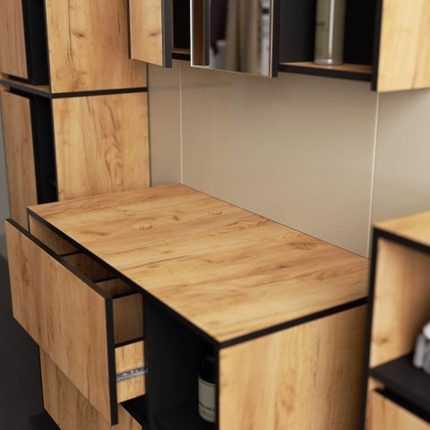 ZESTAW MEBLI ŁAZIENKOWYCH WISZĄCYCH Z OTWORAMI VAMI DĄB CRAFT / CZARNY