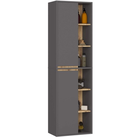 ZESTAW MEBLI ŁAZIENKOWYCH WISZĄCYCH Z OTWORAMI VAMI GRAFIT SZARY / DĄB ARTISAN