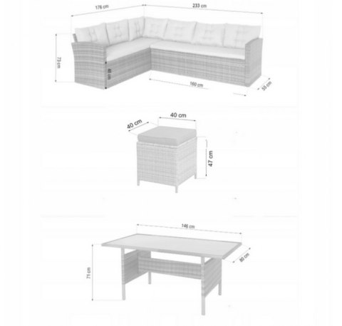 Nordsen Zestaw mebli ogrodowych LILO brązowy