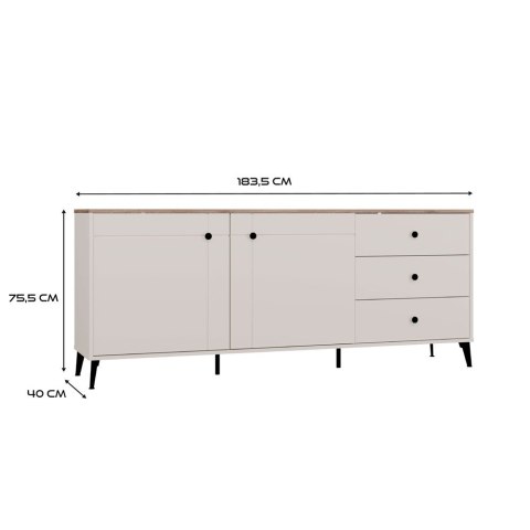 Komoda POINT 2D3S Kaszmir Beż Dąb Castello Szafka 3 Szuflady 2 Drzwi Salon