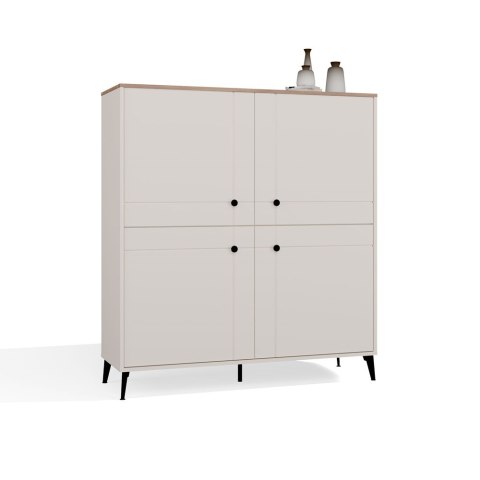 Komoda POINT 4D Kaszmir Beż Dąb Castello Szafka 4 Drzwi 8 Półek Do Salonu