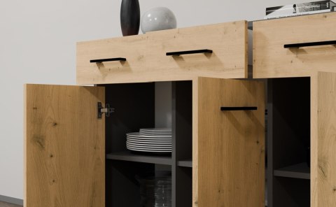 Komoda SIMPLO 3D3S Szafka 3 Szuflady 3 Drzwi ANTRACYT DĄB ARTISAN