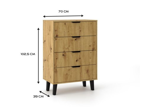 Komoda Scandi 4S SLIM DĄB ARTISAN