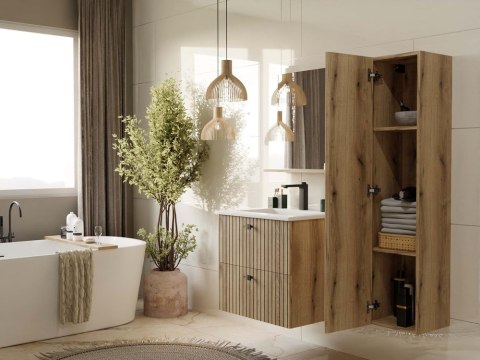 LUSTRO ŁAZIENKOWE Z PÓŁKĄ TIGO 60x61,5 CM DĄB EVOKE DO ŁAZIENKI PRZEDPOKOJU