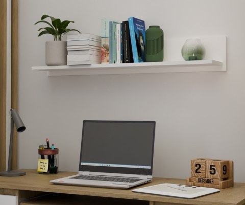 Półka Wisząca MILO - Nowoczesna Półka Ścienna Do Pokoju Dziecka BIEL MAT