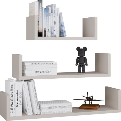 Półka Wisząca MOBI 3P Komplet 3x - Nowoczesne Półki Ścienne KASZMIR BEŻ