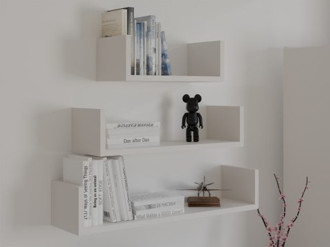 Półka Wisząca MOBI 3P Komplet 3x - Nowoczesne Półki Ścienne KASZMIR BEŻ