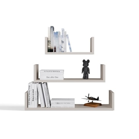 Półka Wisząca MOBI 3P Komplet 3x - Nowoczesne Półki Ścienne KASZMIR BEŻ