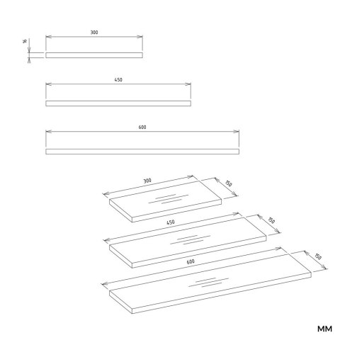 Półki Wiszące TOBI 3P BIAŁY