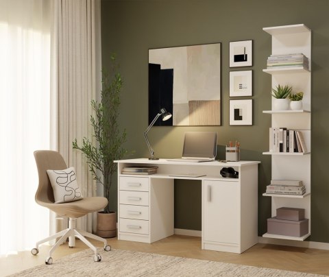 REGAŁ 6P BIAŁY Wysoki 180 Cm 6 Półek Na Książki Segregatory Do Biura Salonu