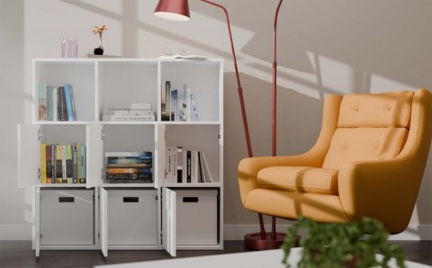 REGAŁ MALAX 3x3 H BIAŁY Z 3 DRZWIAMI PÓŁKI KOMOROWE 110x110 CM TIP ON